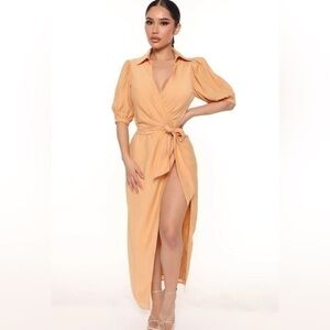 NWT Showered With Love Midi Dress - Orange